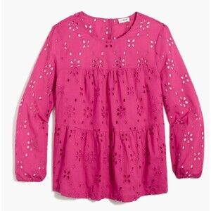 J. Crew Womens Eyelet Tiered Popover Top Size XS